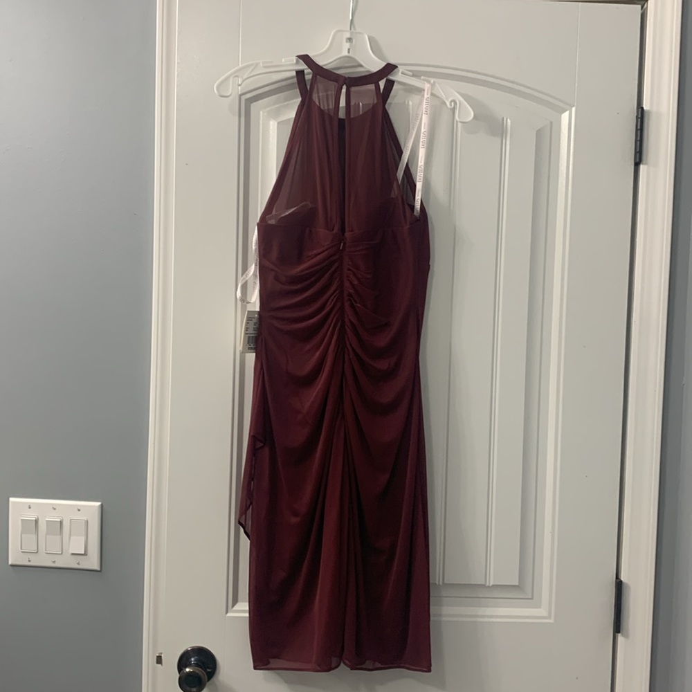 Bridesmaid dress    Short Halter top from David’s  bridal.  Color is WINE - Picture 2 of 6